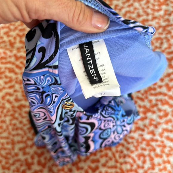 Jantzen size 12 bathing suit Swimsuit One-piece Periwinkle/Pink Graphic - Picture 7 of 9